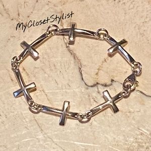 ROBERT LEE MORRIS Sterling Silver Cross Bracelet 7